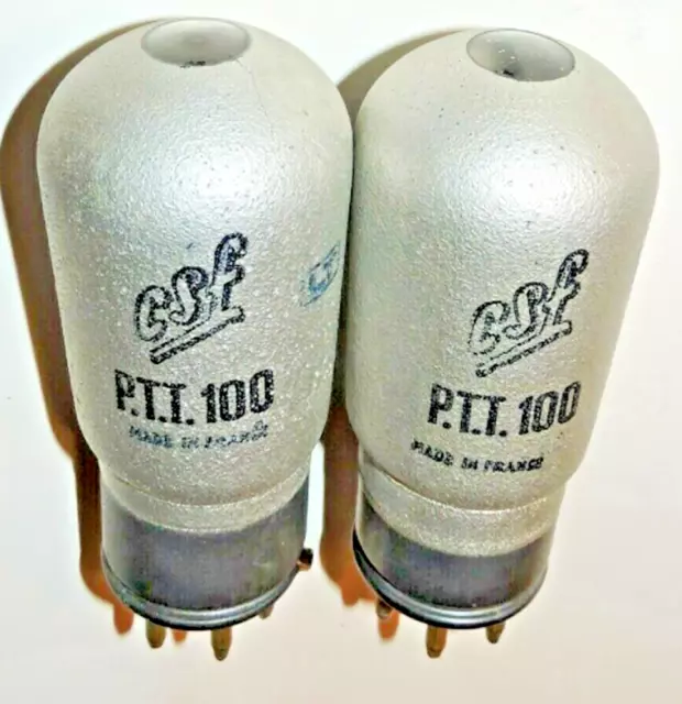 A nicely matched pair of PTT100 CSF metal base early age tubes post Röhre    NOS