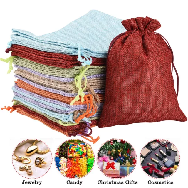 Small Drawstring Burlap Bag Jute Gift Bags Wedding Favor Gift Bag Candy Pouches