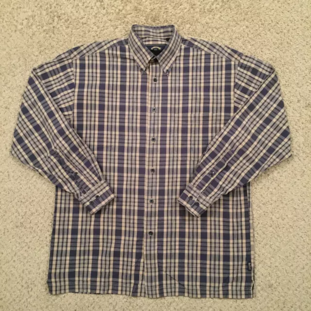 BD Baggies Button Up Shirt Mens Medium Blue Beige Plaid Long Sleeve