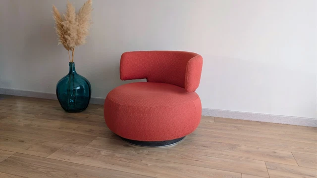 Fauteuil Virgule Roche Bobois - Cuir Noir - Dimensions 70x85 Cm - Occasion