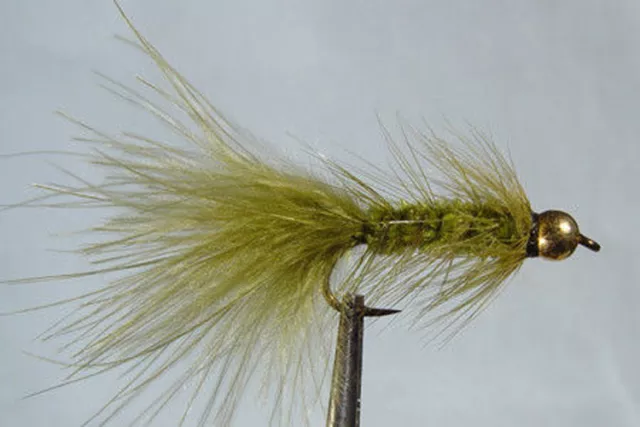 10 x lot Mouche Streamer Wooly Bugger Olive bille H8/10/12 fly fishing marabou
