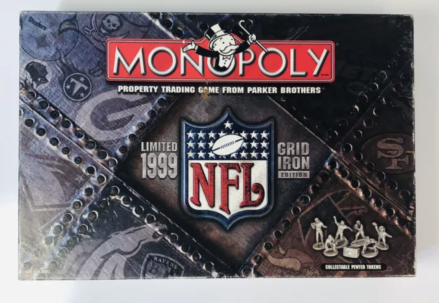 MONOPOLY, NFL Gridiron Limited 1999 Edition, Collectable Pewter Tokens,  Parker Brothers, SEALED