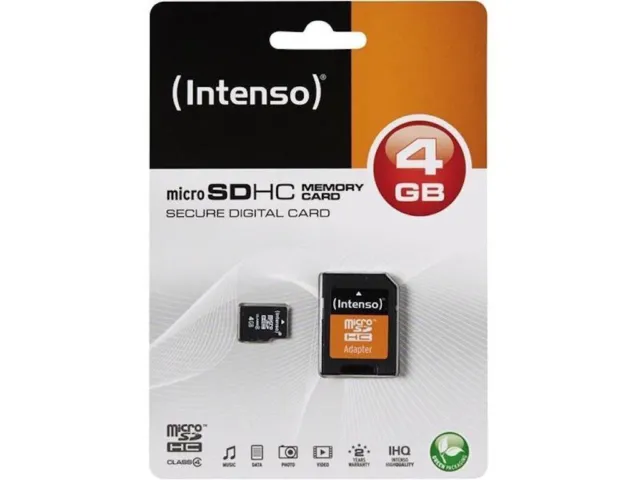 4 GB MicroSDHC Micro SD Speicherkarte mit SD-Adapter Intenso Class 4 Highspeed