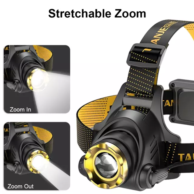Waterproof LED Rechargeable Headlight Zoomable Headlamp Head Torch for fishing 2
