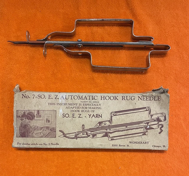 No. vintage 7-SO E.Z. Aguja de alfombra de gancho automática en caja ~ Marca WonderMart