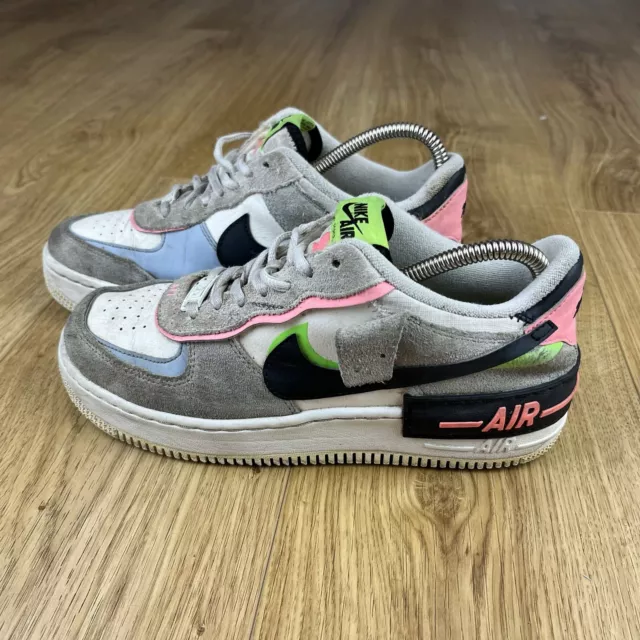 Nike Trainers Womens 5.5 UK Air Force 1 Low Shadow Sunset Pulse Shoes Grey White