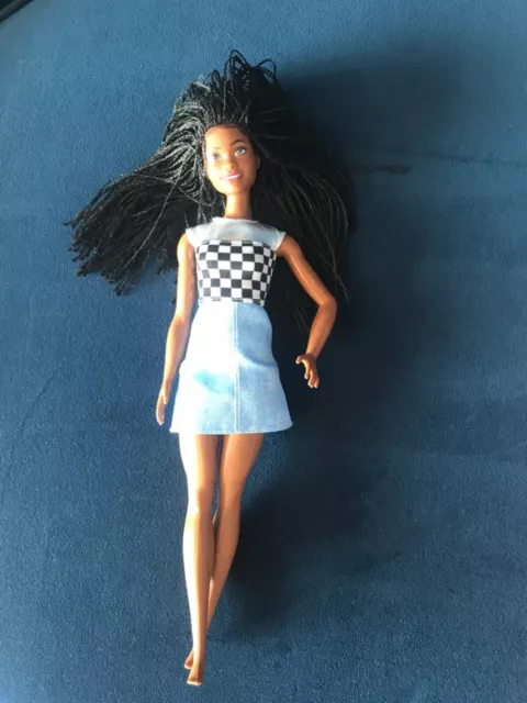 Lovely Barbie Fashionistas Doll Black African American Curvy braided hair