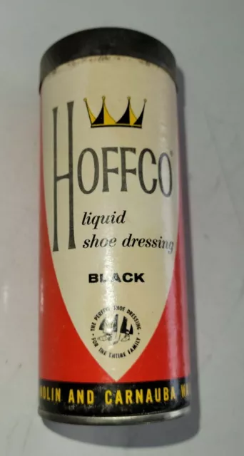 Vintage Hoffco Liquid Shoe Dressing Black Polish Kit Heavy Cardboard Tube