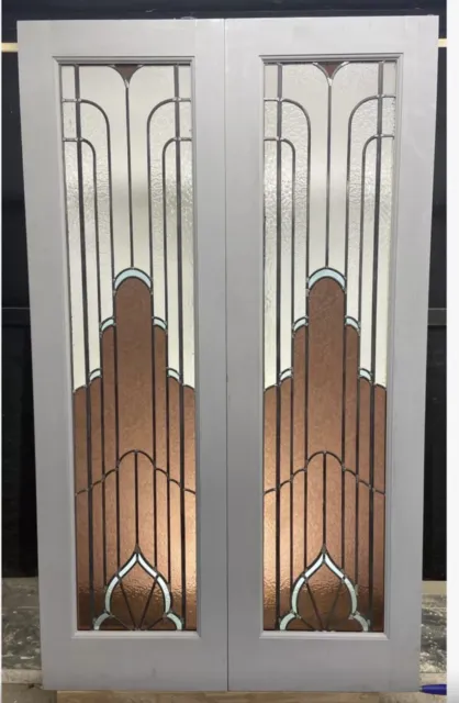 Bespoke Art Deco Stained Glass Doors Made To Measure French Double Or Single Set