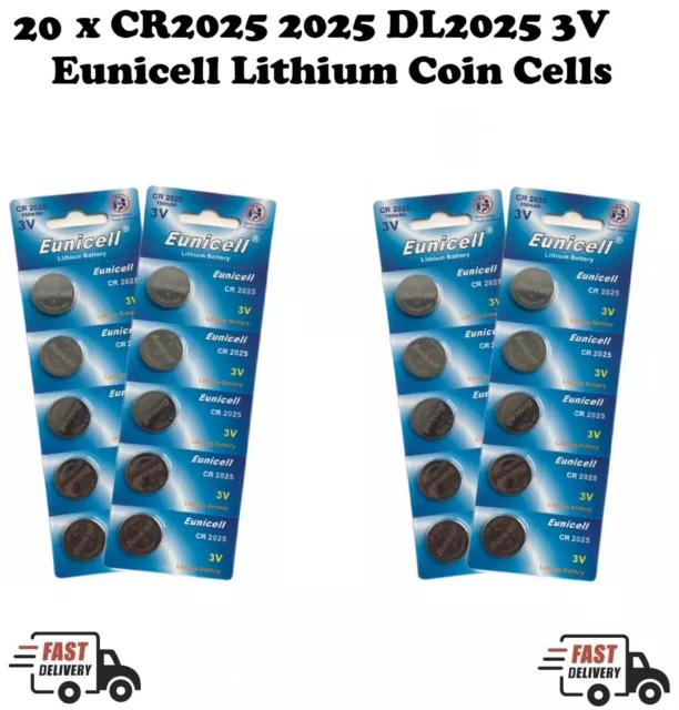 20 X CR2450 3V Lithium Coin Cell Battery DL2450 K2450L Button Battery Eunicell