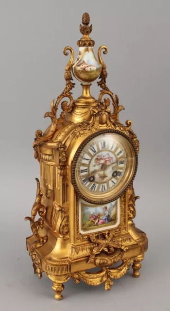 Antique Victorian S Marti Cie French Porcelain Gilt Bronze Ormolu Mantle Clock