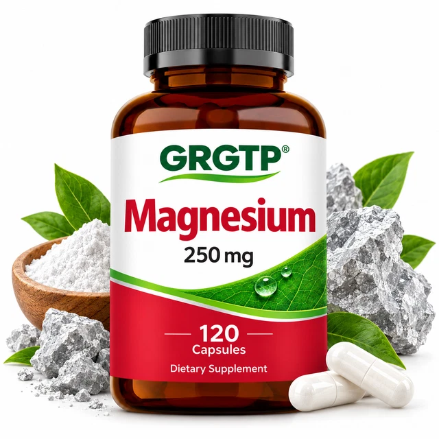 MAGNESIUM CAPSULES 120PCS - 250mg Muscle Nerve Bone & Relaxation Health ...