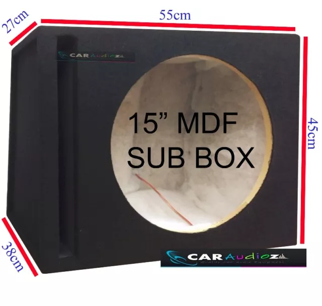 15" Inch 38cm Single Ported Black Carpeted Car Subwoofer MDF Box Bass Enclosure+