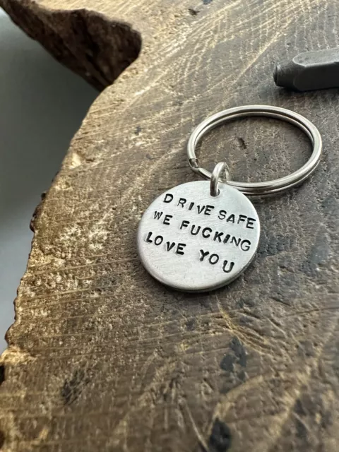 Hand Stamped Driver Keyring Pass Funny Silver Keyring