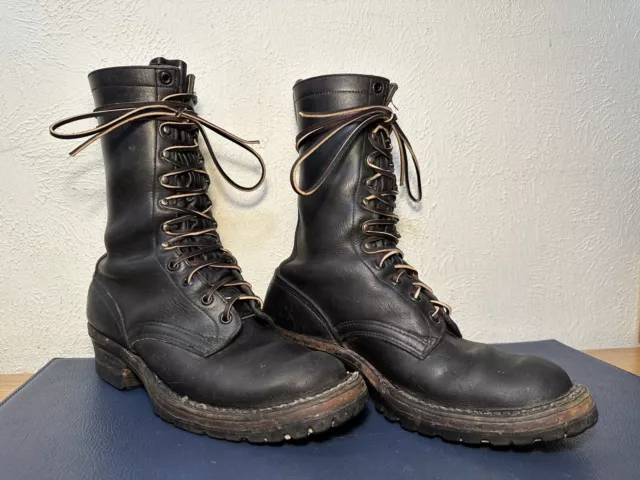 WHITE’S BOOTS SMOKE Jumper Logger Packer 10B Black Leather Boots Work ...