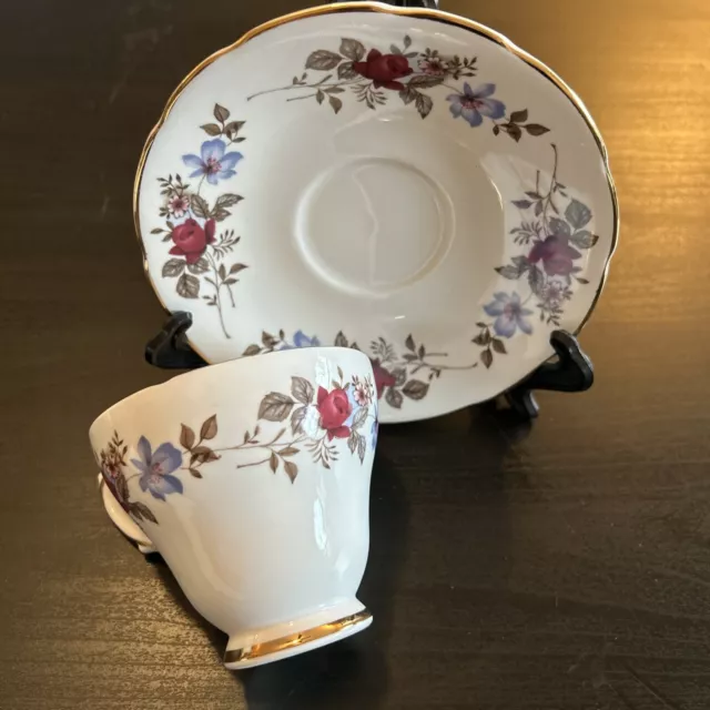 Tea Cup & Saucer Bone China Antique Collectible Tea Sutherland Flowers