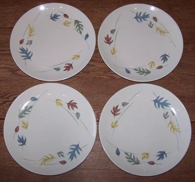 4 Vintage Franciscan Autumn Leaves 10 1/2" Dinner Plates/MCM California Speckled