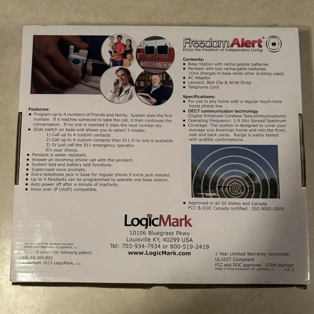 Freedom Alert Emergency System  LogicMark 35911 New Open Box No Monthly Fees 2