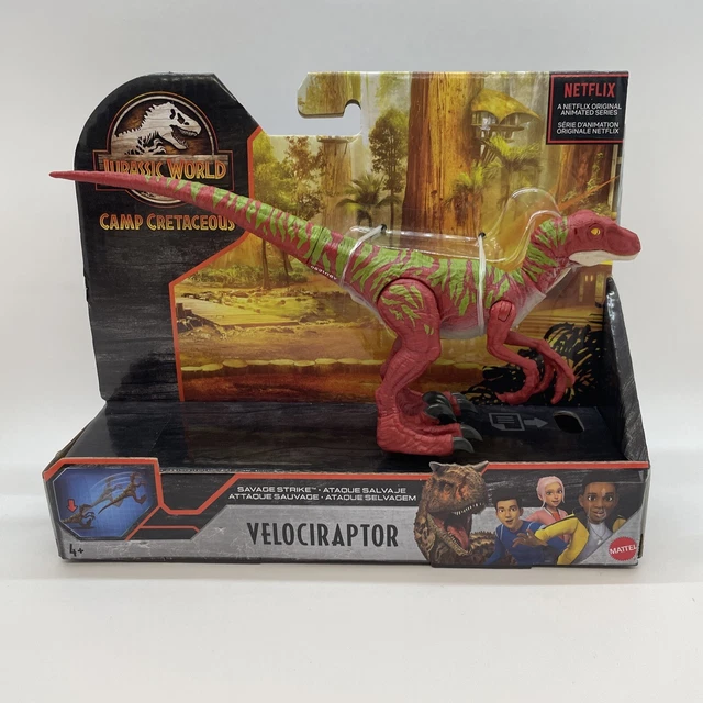JURASSIC WORLD CAMP Cretaceous Savage Strike Velociraptor RED Brand New 