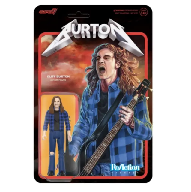 Cliff Burton Reaction Figures - Cliff Burton (Flannel Shirt) Super 7 NEW