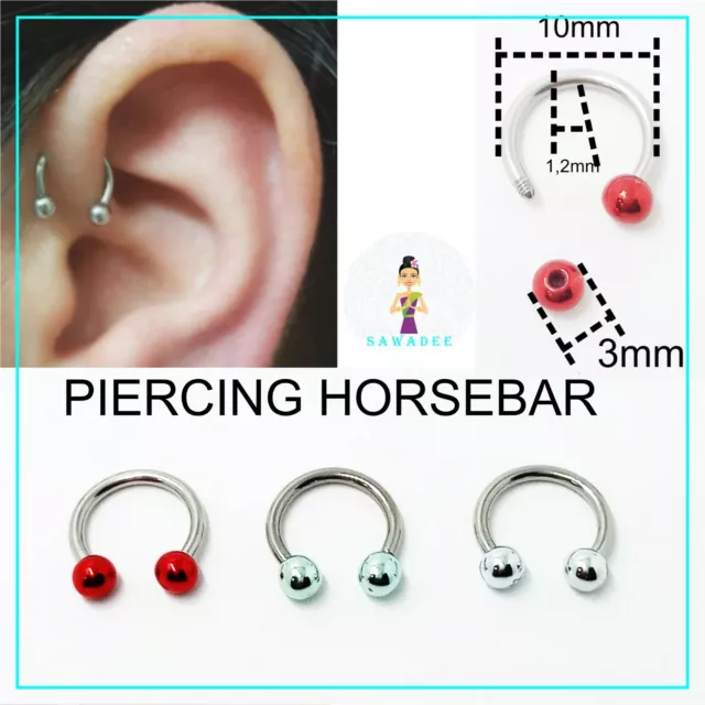 Piercing Cerchietto Acciaio Chirurgico Ferro di Cavallo Horsebar Labbra Tragus