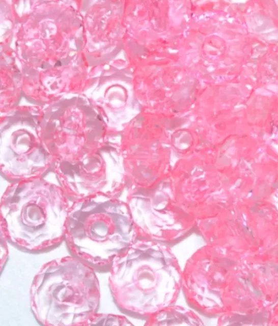 100pcs transparent rose plat rond perles acryliques 8mm