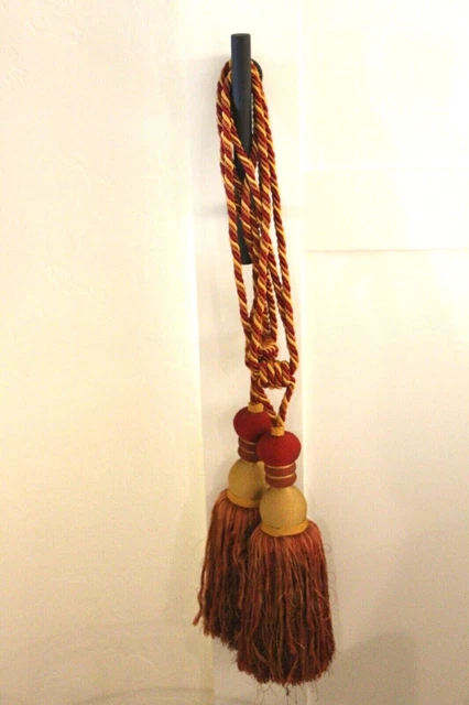 Large Drapery Tassels Burgundy Gold Rope Curtain Tie-Backs Set of Two/Pair