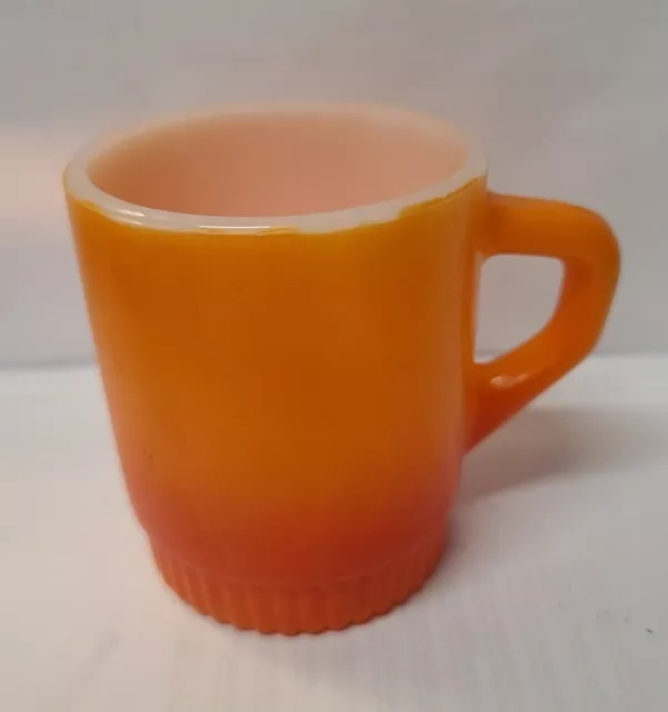 Vintage Anchor Hocking Fire King Ware Orange Stacking Coffee Cups Mug