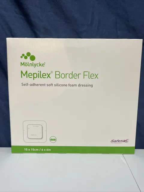 Molnlycke Mepilex Border Flex Soft Silicone 6" x  6" Foam Dressing Exp. 02/2025