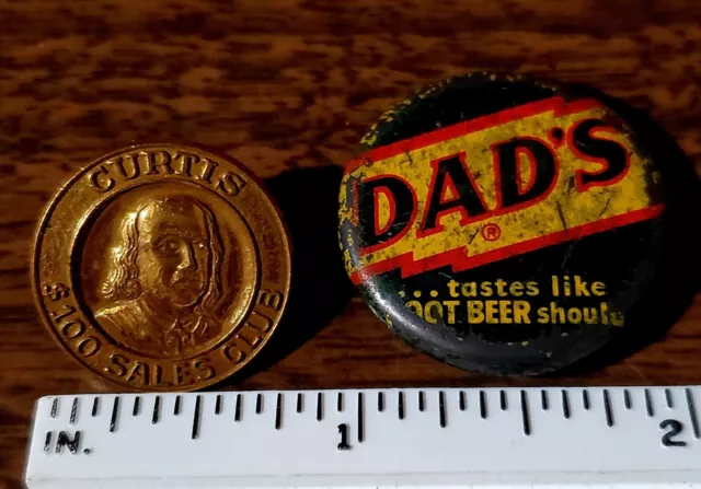 Vintage Curtis $100 Sales Club Pin Rochester NY Dad's Root Beer Lucky Penny