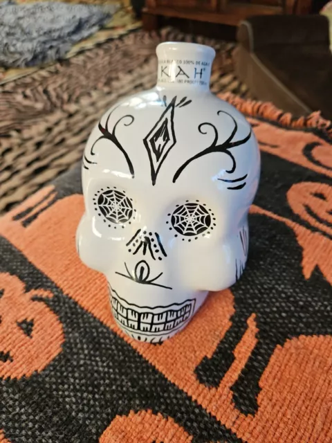 KAH Tequila Skull Bottle / Sugar Skull Day of the Dead~ EMPTY
