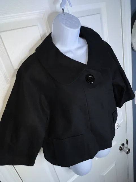 Nine West Womens Sz 10 Linen Cotton Blazer Jacket Black Suit Coat M Lined NWT