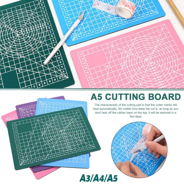 A3, A4, A5 Cutting Mat Non Slip Printed Grid Lines Knife Board Craft Model