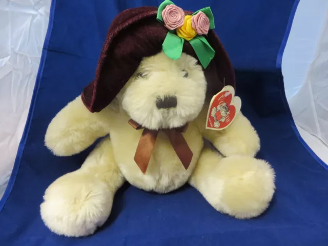 Valentine plush Mania Teddy bear w/ hat 9 "