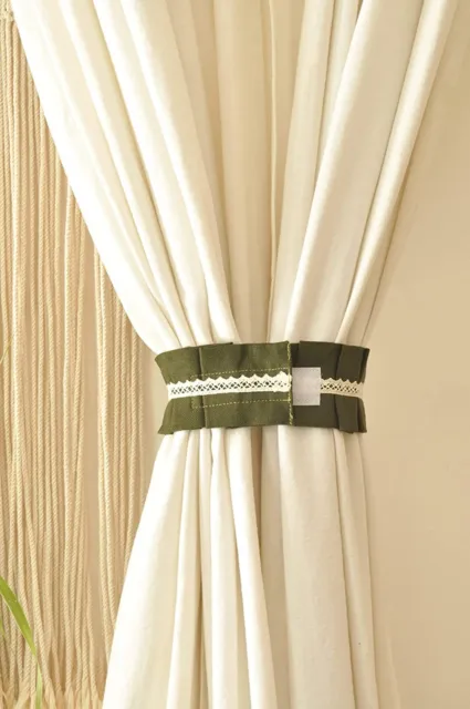 Beautiful Cotton Curtain Holders Tieback 15 Inch Dark Green for Door set of 2 no 4