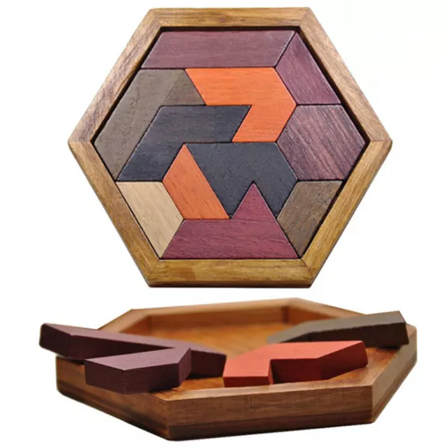 Puzzlespiel für Kinder Erwachsene Hexagonal Tangram Board Brain Teaser Toys