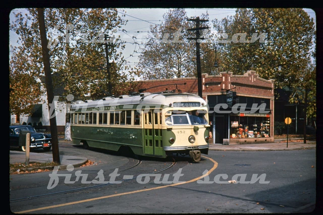 D DUPLICATE SLIDE - Illinois Terminal IT 452 PCC Trolley Scene 1950s