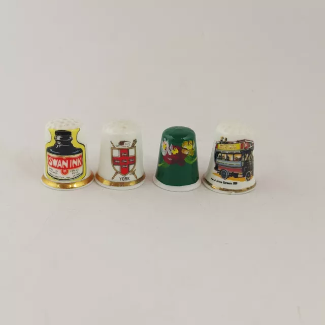 4x Vintage Decorative Bone China England Thimbles - 7914 OA