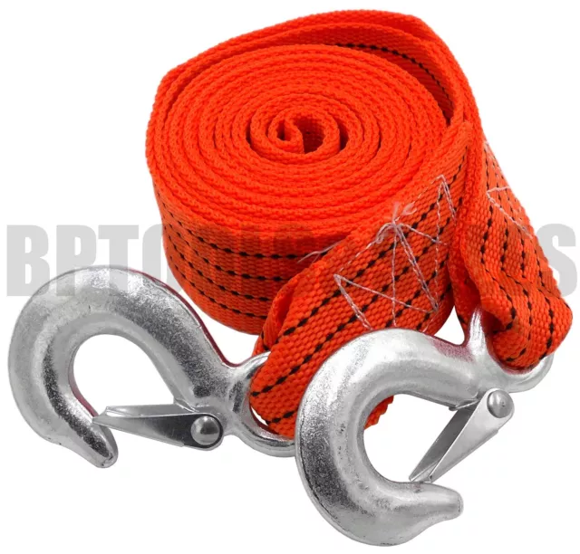 2" x 12ft. Tow Strap Rope w/ 2 Hooks 6,000 lb Heavy Duty Nylon Webbing Towing