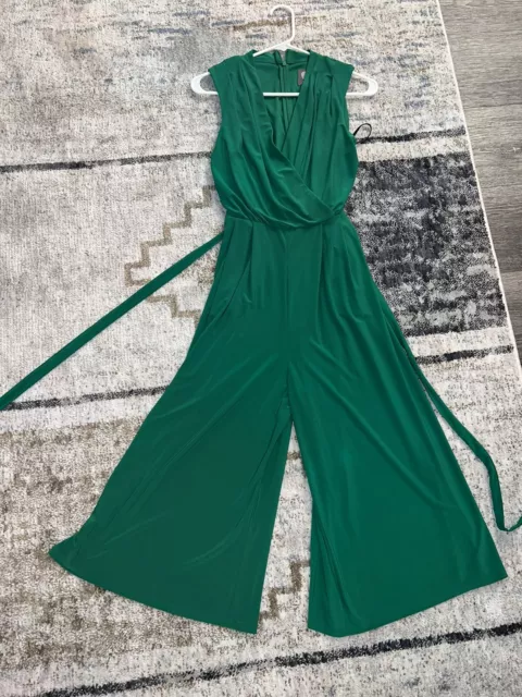 Vince Camuto Cropped Wide-Leg Surplice Jumpsuit Size 4 Emerald Green NWT