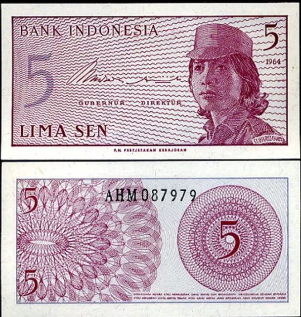 Indonesia 5 Sen 1964 P 91 UNC