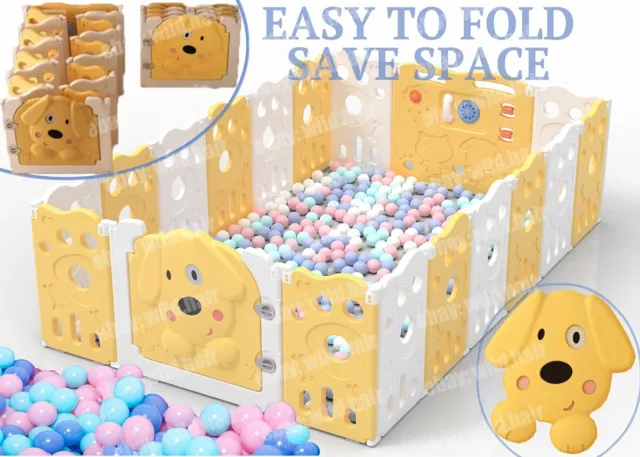 Cachorro 20 Paneles Fácil Plegable Parque para Bebé 100 Bolas Niños Habitación