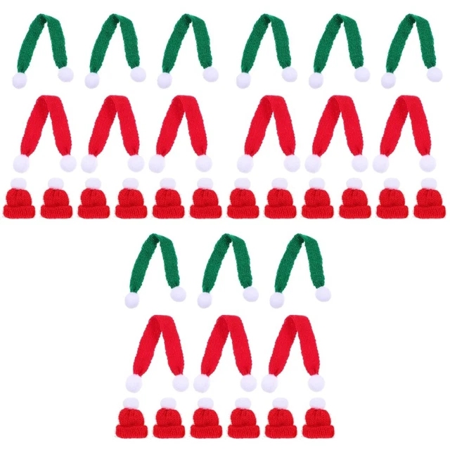 36 Pcs Mini Beanie Christmas Small Pet Hat Xmas Scarf Wool Cap Wine Bottle