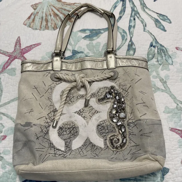 RARE COACH CLEAR Large Bag With 🦀 Crab F16594 Seahorse Tag $299.99 -  PicClick