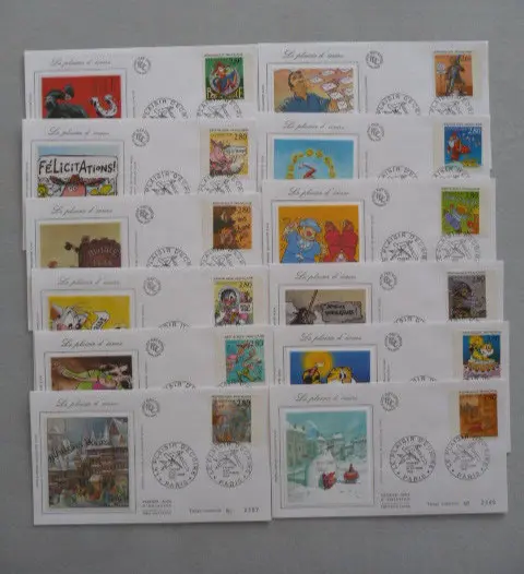 12 ENVELOPPES SUR SOIE  1er JOUR  : SERIE  PLAISIR D' ECRIRE  année 1993