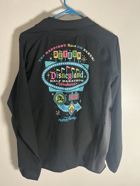 RUNDISNEY DISNEYLAND HALF Marathon Weekend Black Zip Up Jacket MED 2024