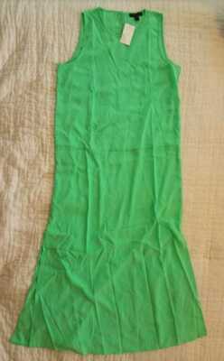 New Womens Xs J Crew Side Slit Maxi Tank Dress In Neon Seamist Green