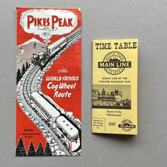 VTG 1949 Lot PIKES PEAK COG WHEEL ROUTE & CRIPPLE CREEK Chicago Railroad Fair