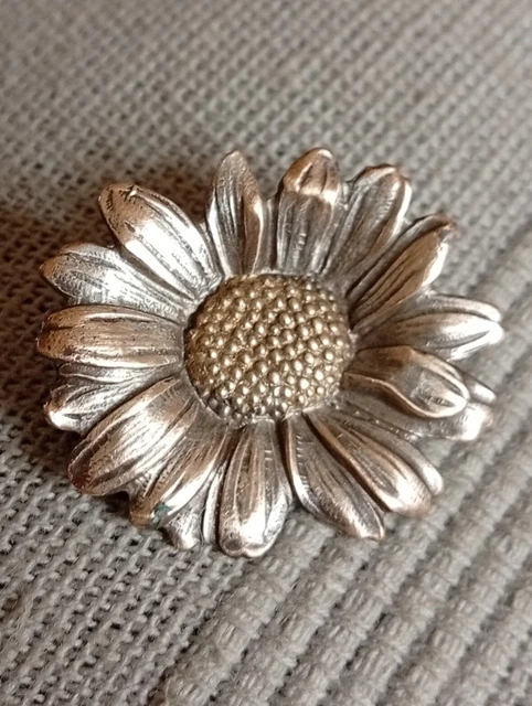 Broche Ancienne 'Marguerite' En Argent Massif Signée LEXCELLENT - Style Art Nouveau, Très Bel état