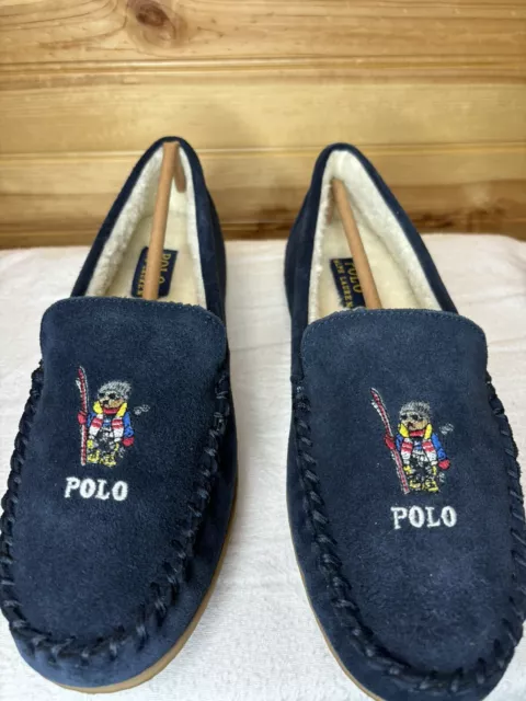 Polo Ralph Lauren Genuine Suede Collins Ski Bear Moccasins Ladies/Women Navy 8